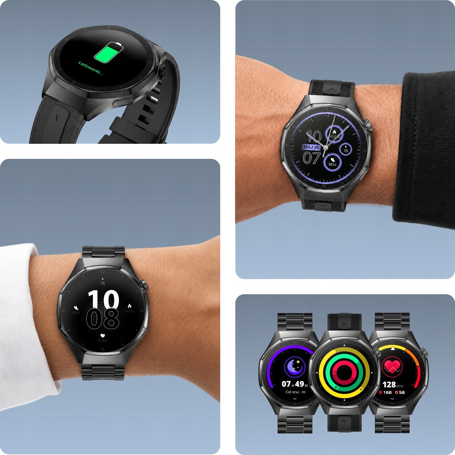 Smartwatch men's waterproof watch with bracelet large Forever black steel Packaging status original