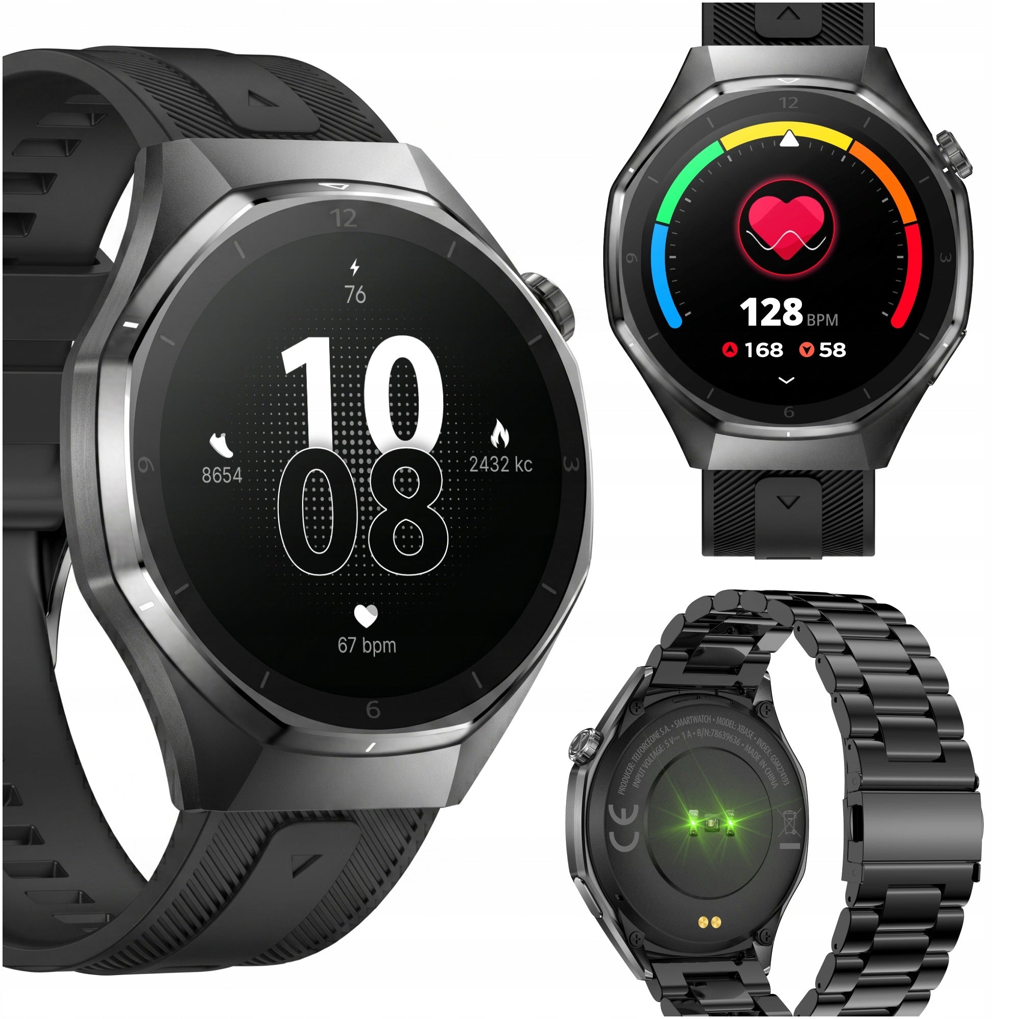 Smartwatch men's waterproof watch with bracelet large Forever black steel