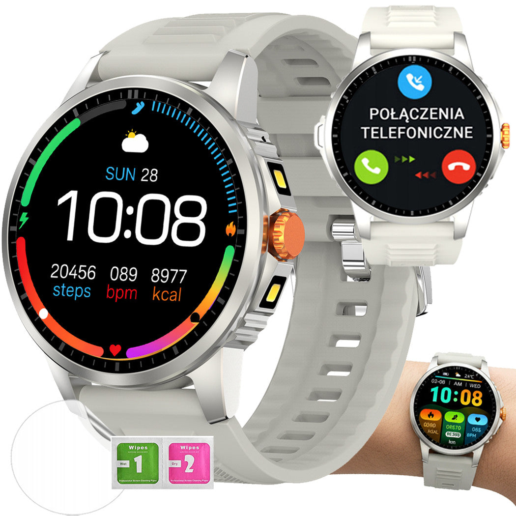 Smartwatch outdoor HD flashlight compass tetno steps calories resistant case