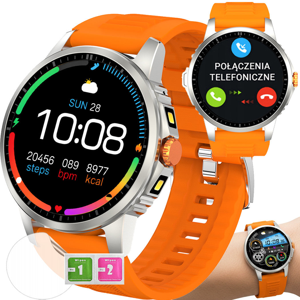 Smartwatch outdoor HD flashlight compass tetno steps calories resistant case