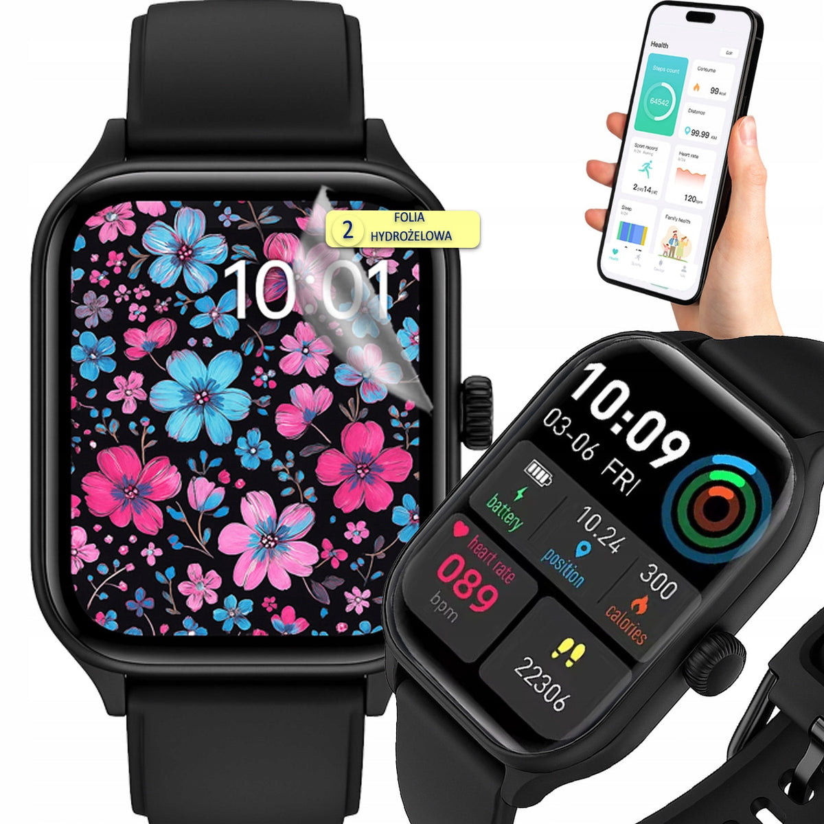 Smartwatch polish menu Bluetooth sport pedometer pulse sleep monitor