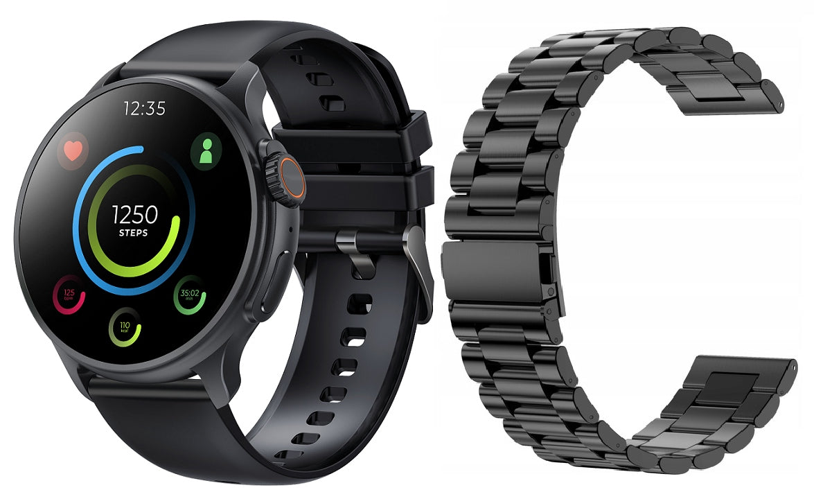 Smartwatch sports black functions GlacierX Aura Black + bracelet