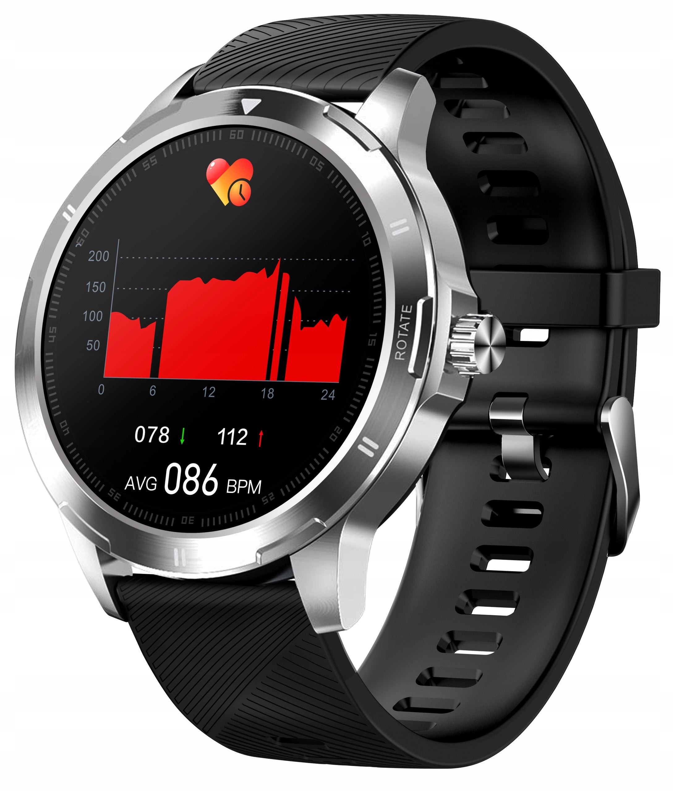 Smartwatch sports watch TEMPERATURE polish MENU GlacierX Therma Silver