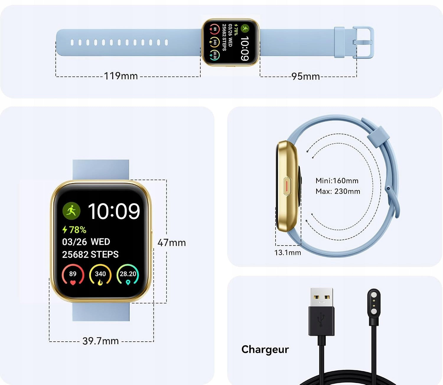 Smartwatch with Bluetooth 1,8 inch IP68 call function SpO2 SMS heart rate monitor Manufacturer code VA-863441992
