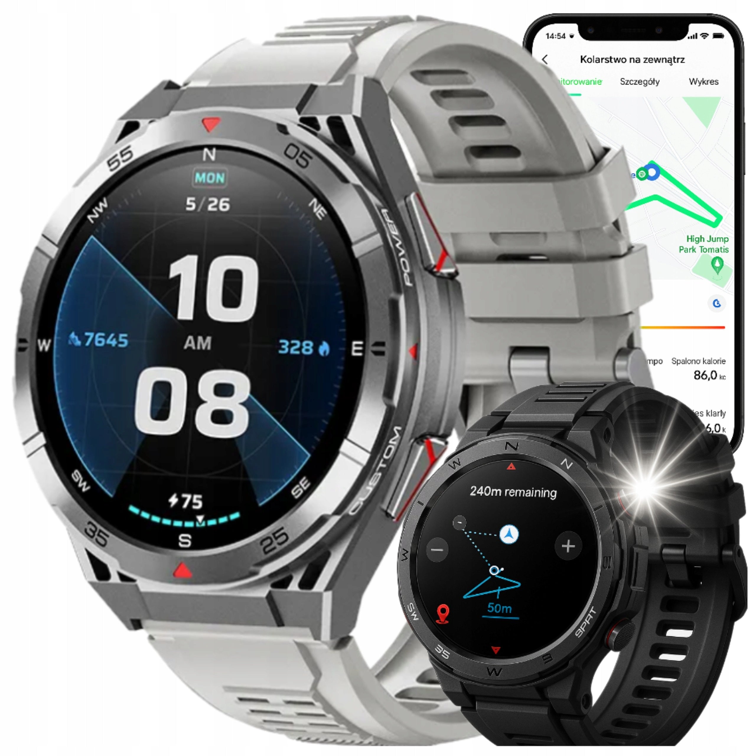 Smartwatch with GPS SMART WATCH MEN'S SPORTS WATCH Measurements Conversation PL MENU