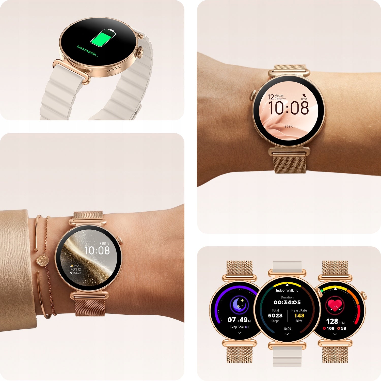 Smartwatch women's watch pink gold with magnetic strap bracelet Packaging status original