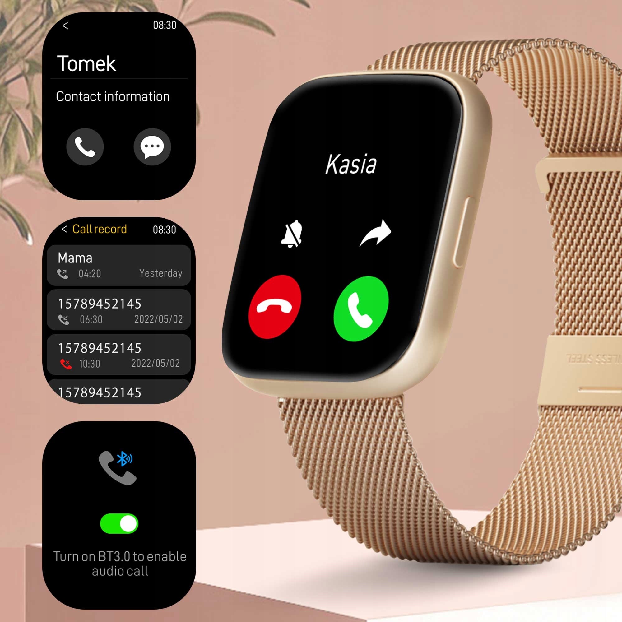 Smartwatch women's watch with talk function gold waterproof Forever Color gold