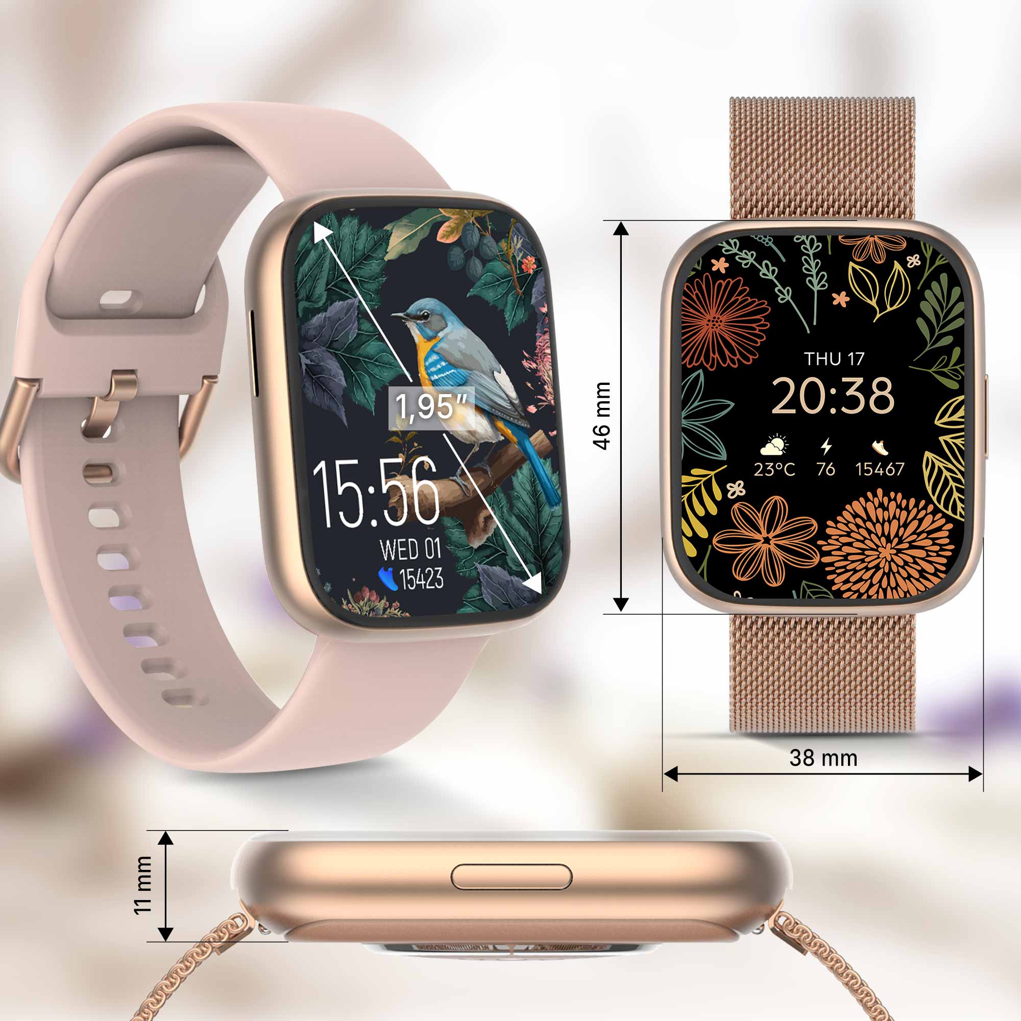 Smartwatch women's watch with talk function gold waterproof Forever EAN (GTIN) 5907457738218