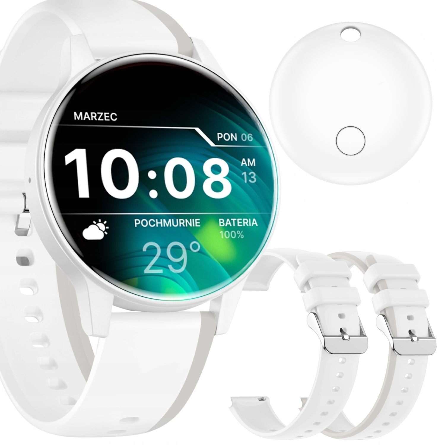 Smartwatch women's watch youth round white light sleep PL + FREEBIE