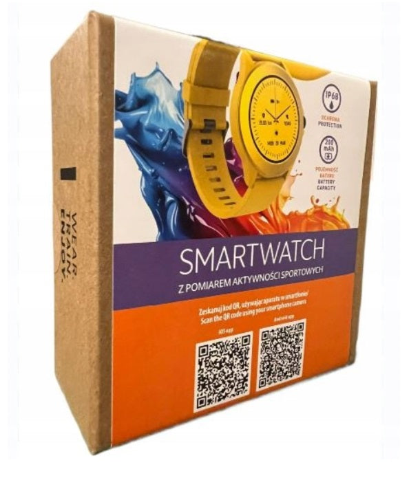 Smartwatch youth color watch with rubber strap yellow Forever Batteries included yes