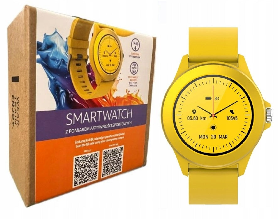 Smartwatch youth color watch with rubber strap yellow Forever