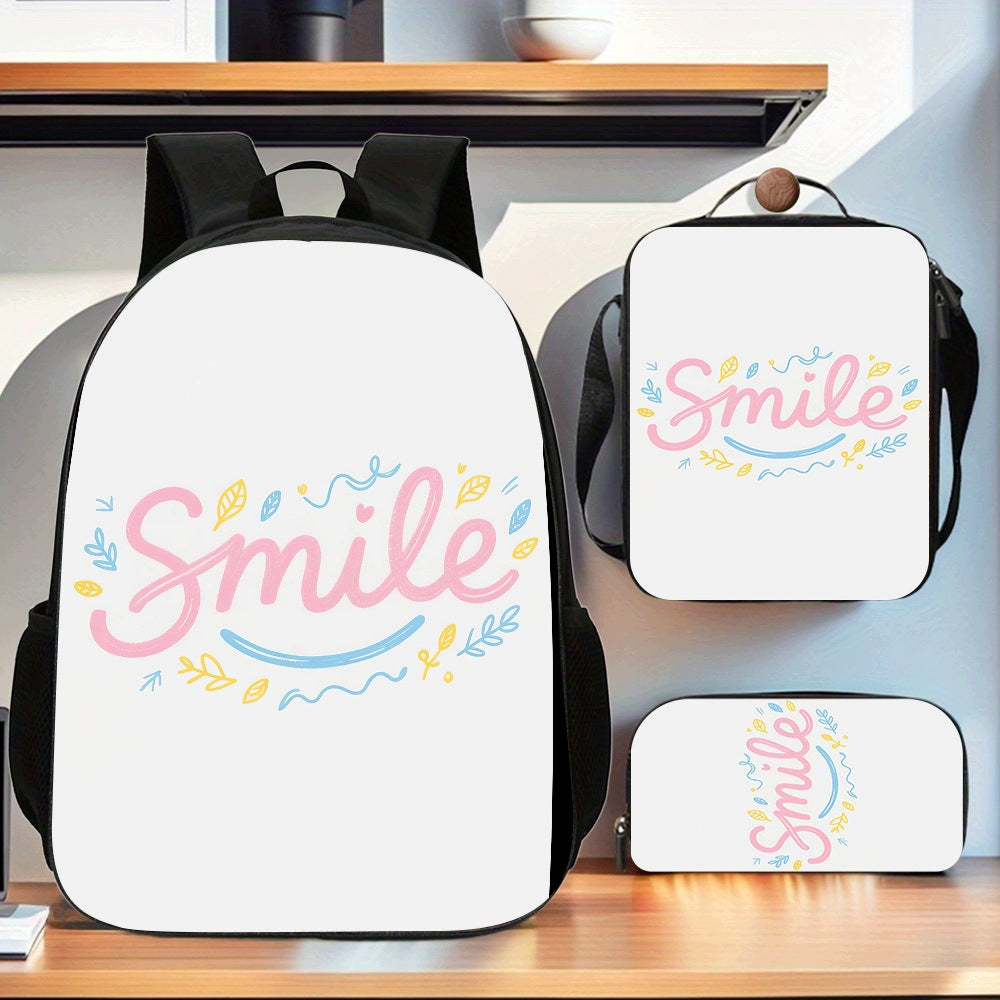Smile Backpack Set 3pcs Lightweight Stylish Daily Commuting