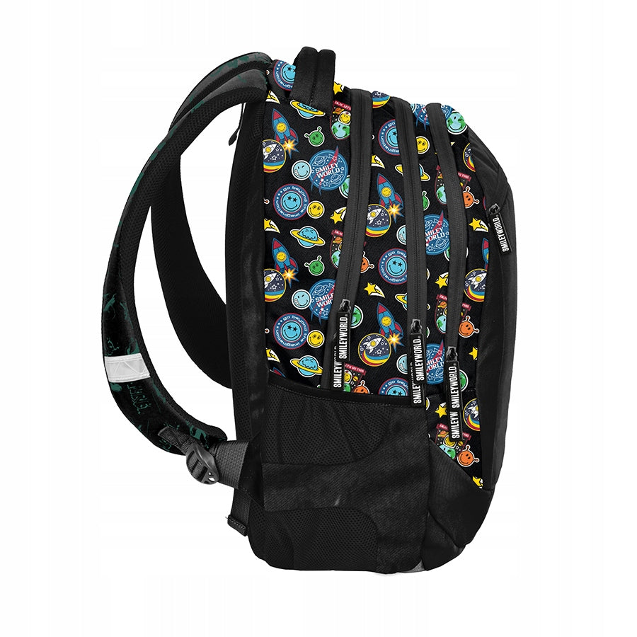 Smiley World Youth School Backpack BeUniq Black Emoji Space Theme EAN (GTIN) 5903162126050
