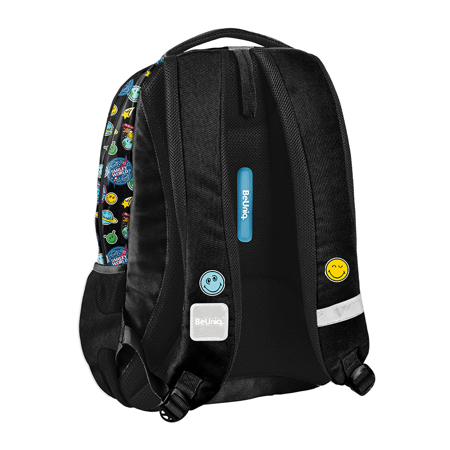 Smiley World Youth School Backpack BeUniq Black Emoji Space Theme Manufacturer code SM24LH-2808