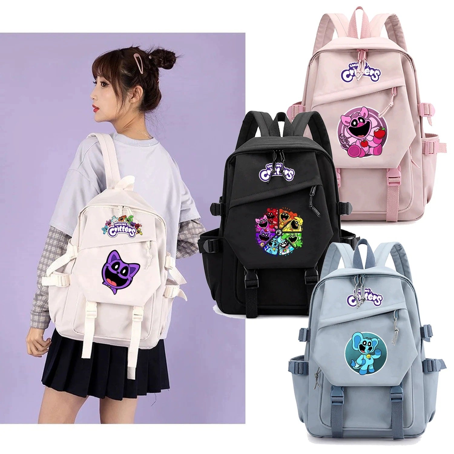Smiling Critters Backpack Cartoon School Bag Children Student Supplies