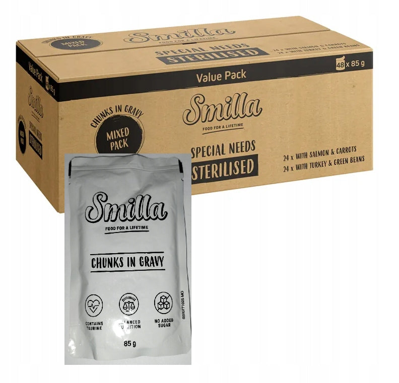 Smilla Sterilised, pieces in sauce with vegetables 12 x 85g TWO FLAVORS Manufacturer code 4062911019874