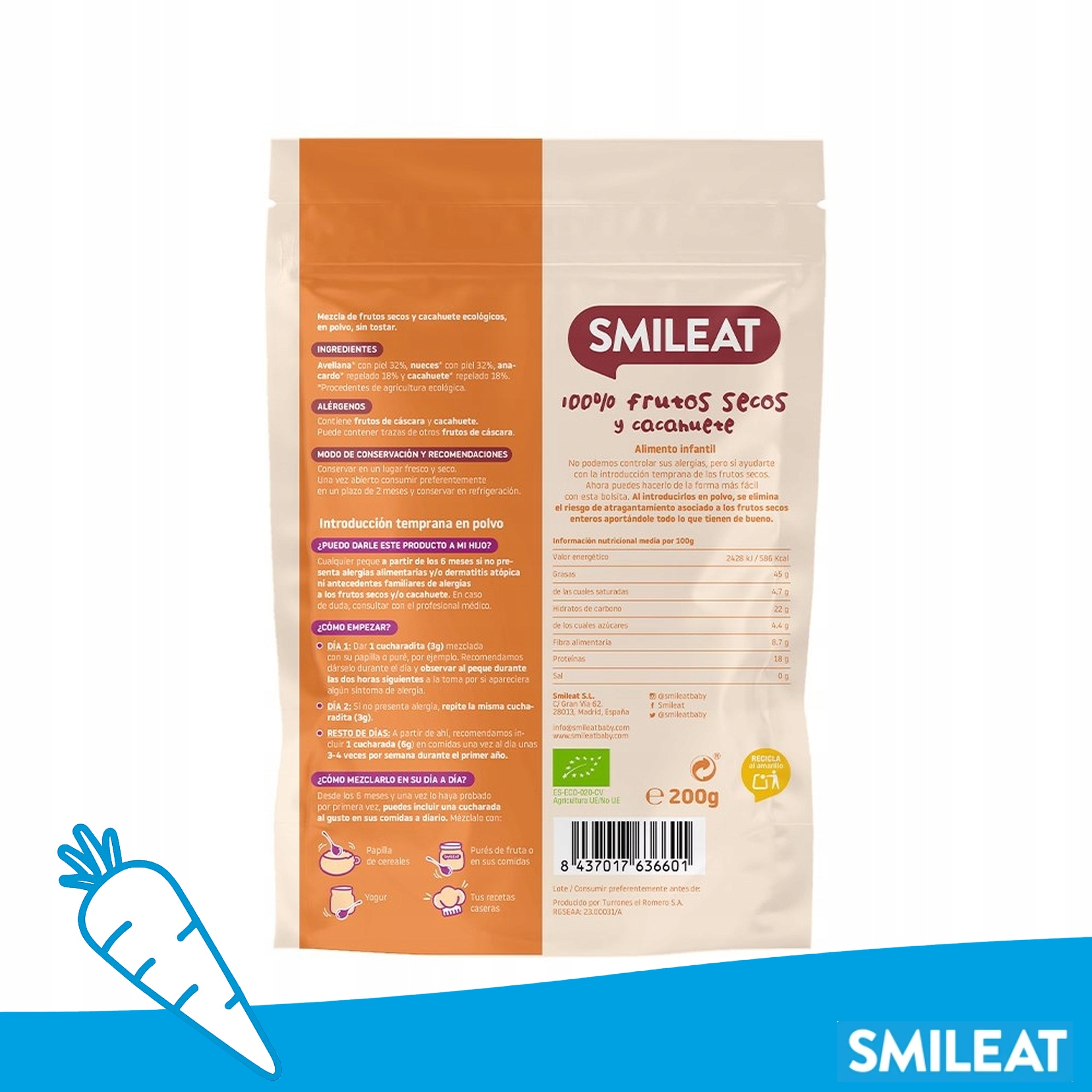 Snack for Infants after 6 months BIO Walnut Peanuts Smileat 200g Packaging status original