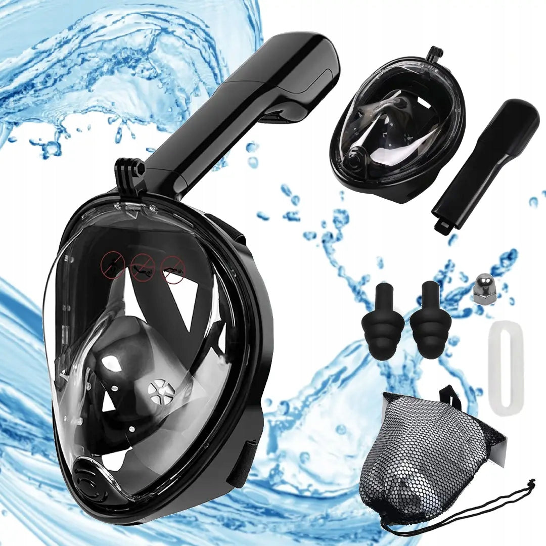 Snorkeling Mask Full Face Diving Mask L/XL Black + Bag Packaging status original
