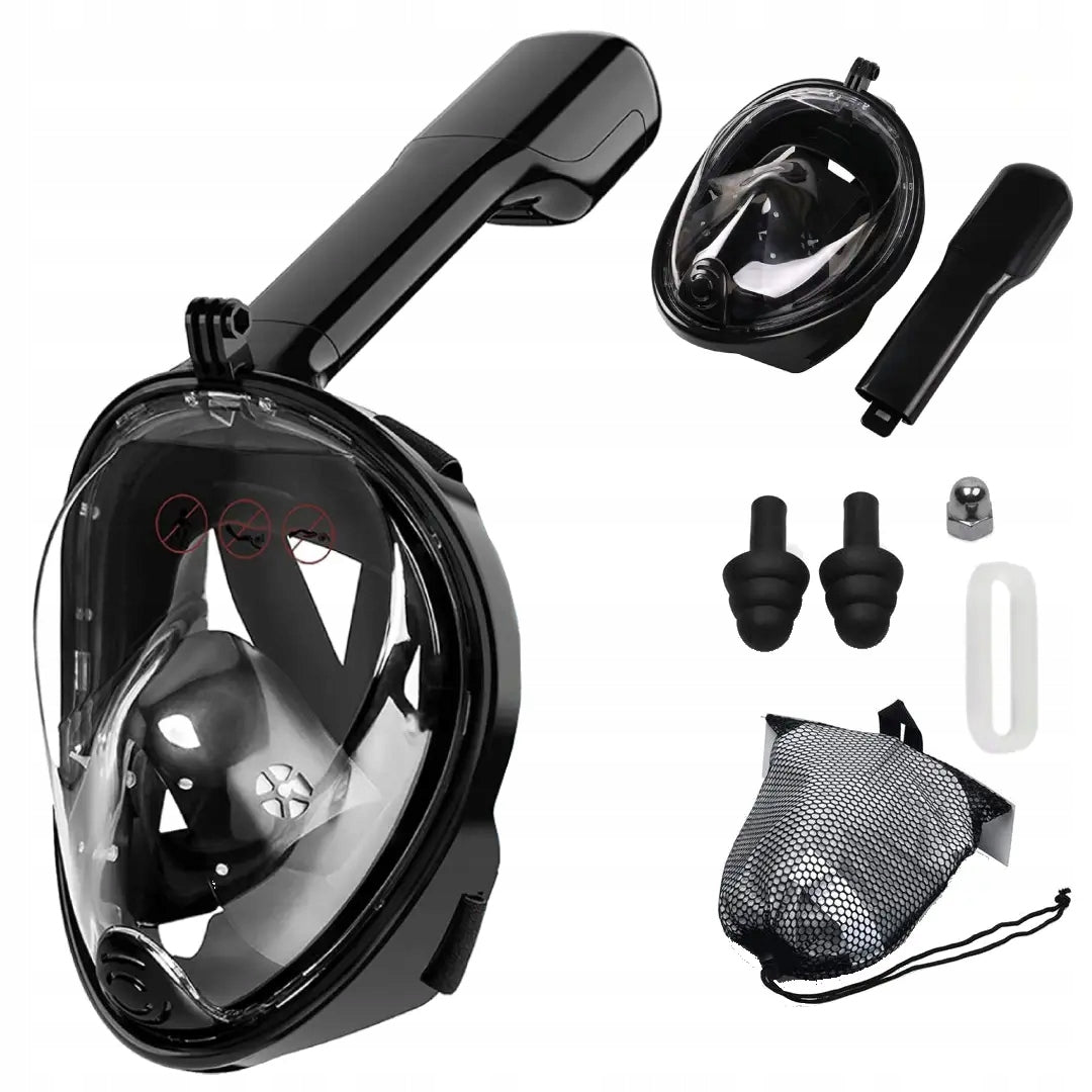 Snorkeling Mask Full Face Diving Mask L/XL Black + Bag