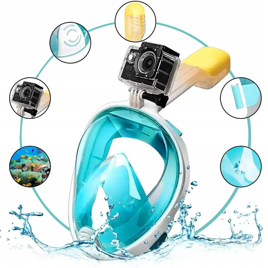 Snorkeling Mask Full Face Diving Mask S/M Blue Model X99