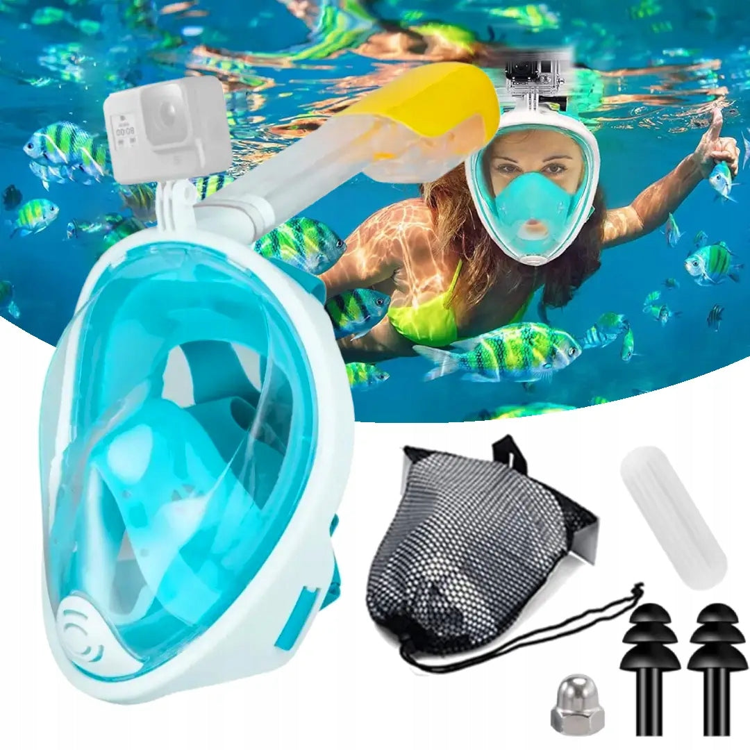Snorkeling Mask Full Face Diving Mask S/M Blue Packaging status original