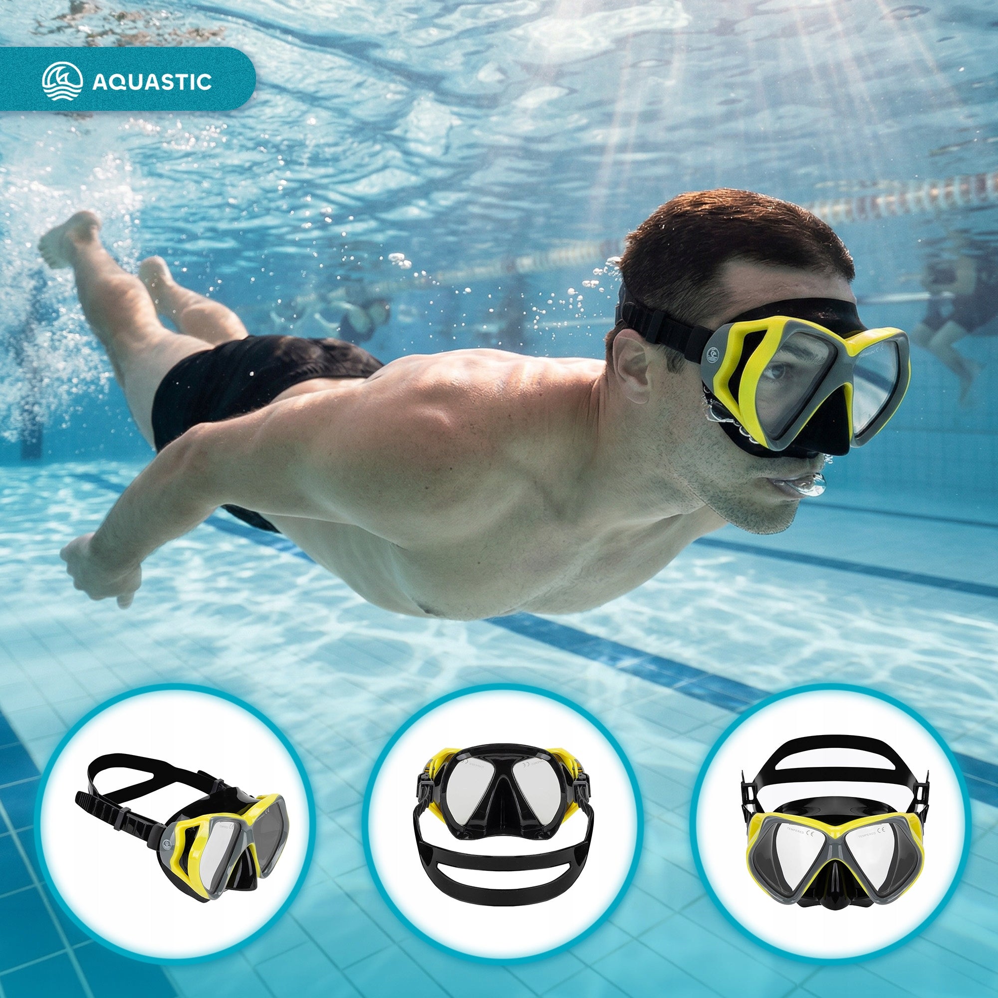 Snorkeling mask AQUASTIC Shoal grey Brand Aquastic