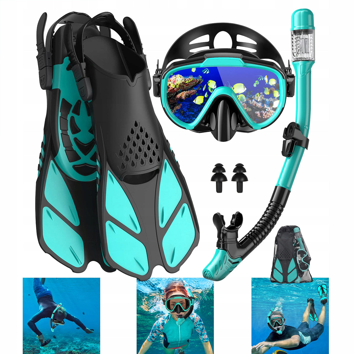 Snorkeling set mask + snorkel + fins 42-47