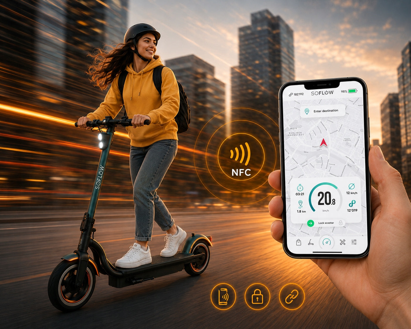 So!Flow SO2 AIR MAX Electric scooter 500W 20km/h NFC 80km blue Maximum speed 20 km/h