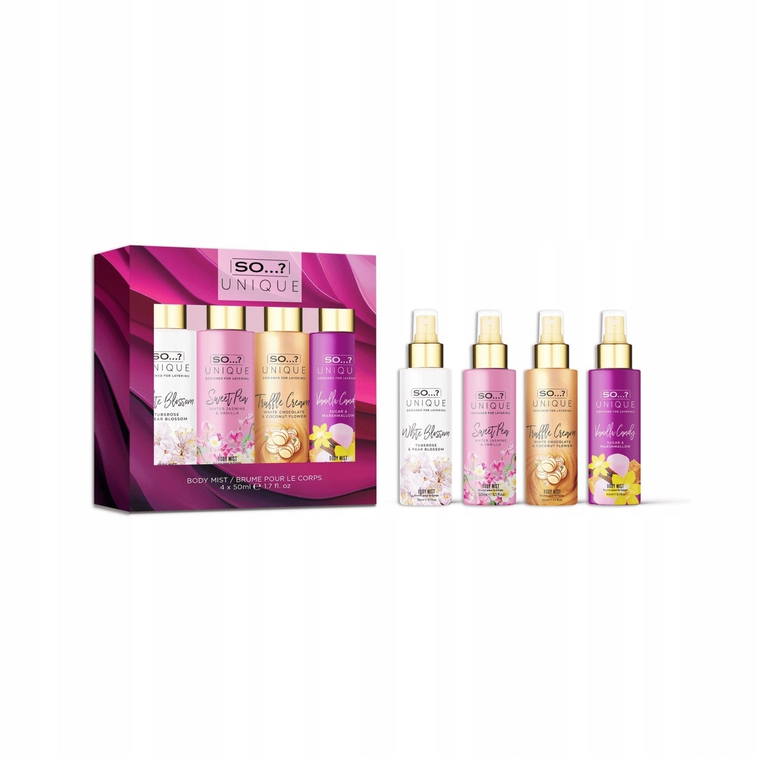 So...? Unique Set of Body Mist 4 x 50 ml Brand So... UNIQUE