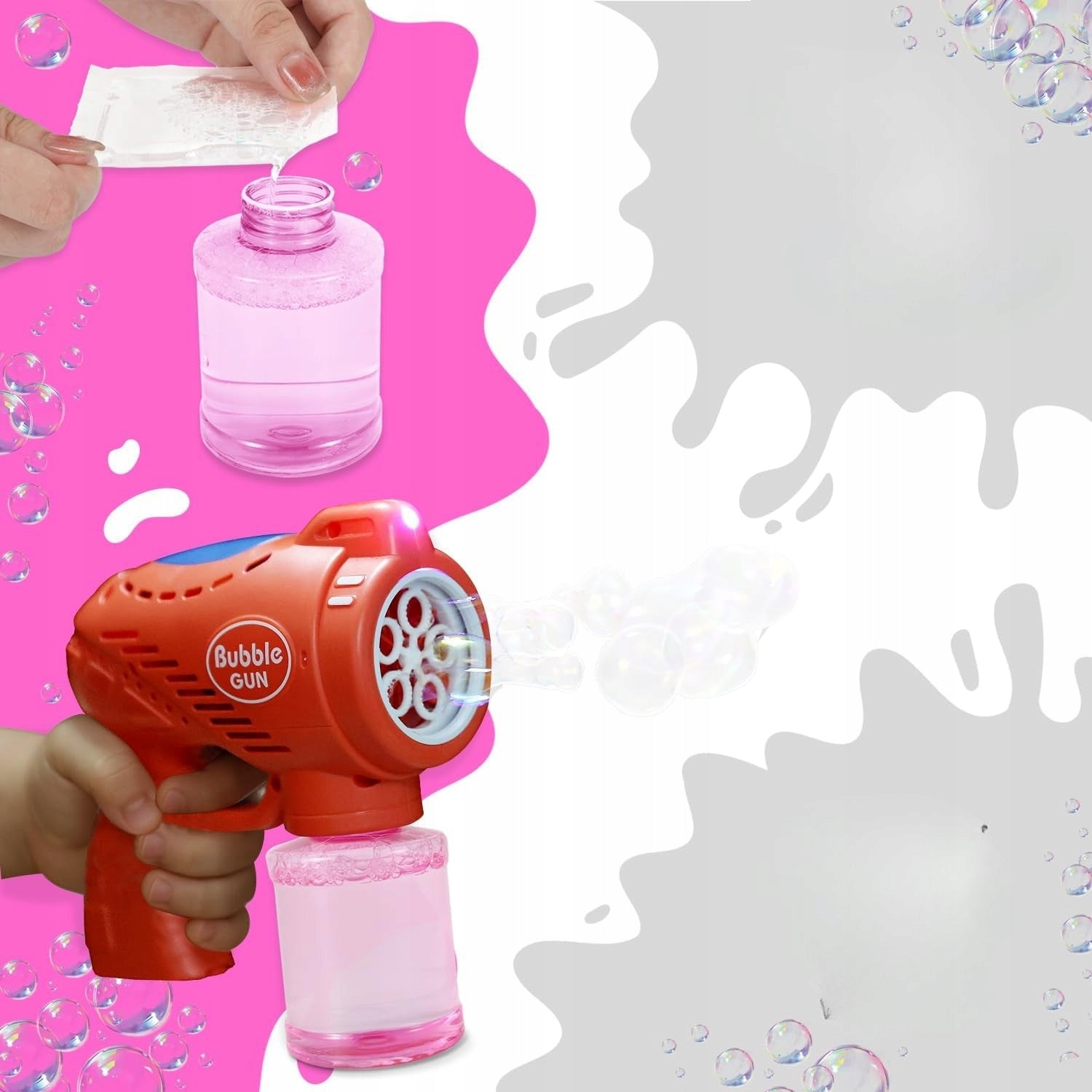 Soap Bubble Gun Battery Operated Bubble Machine LED Lighting Liquid Brand no brand