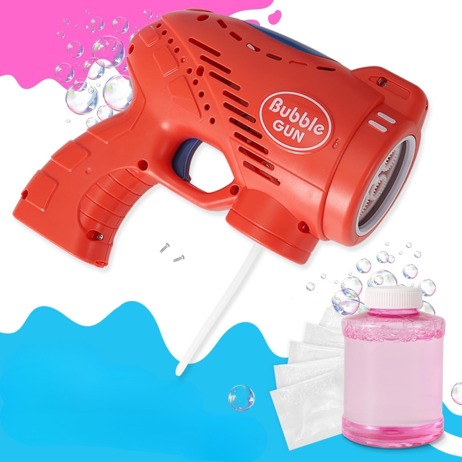 Soap Bubble Gun Battery Operated Bubble Machine LED Lighting Liquid Packaging status original