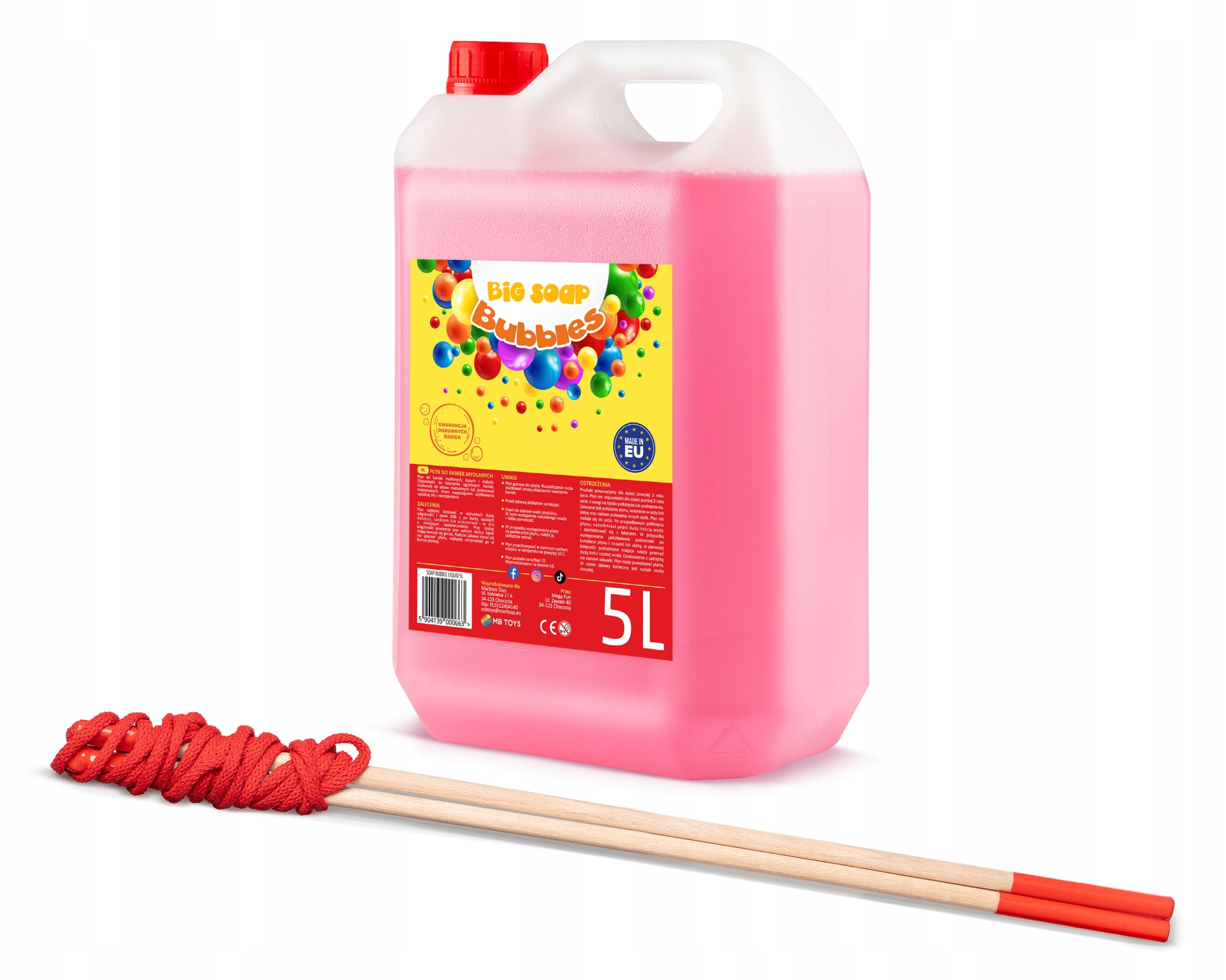 Soap Bubble Liquid 5L + 1 Stick Drawstring Set Large Soap Bubbles Kid's age 3＋ years