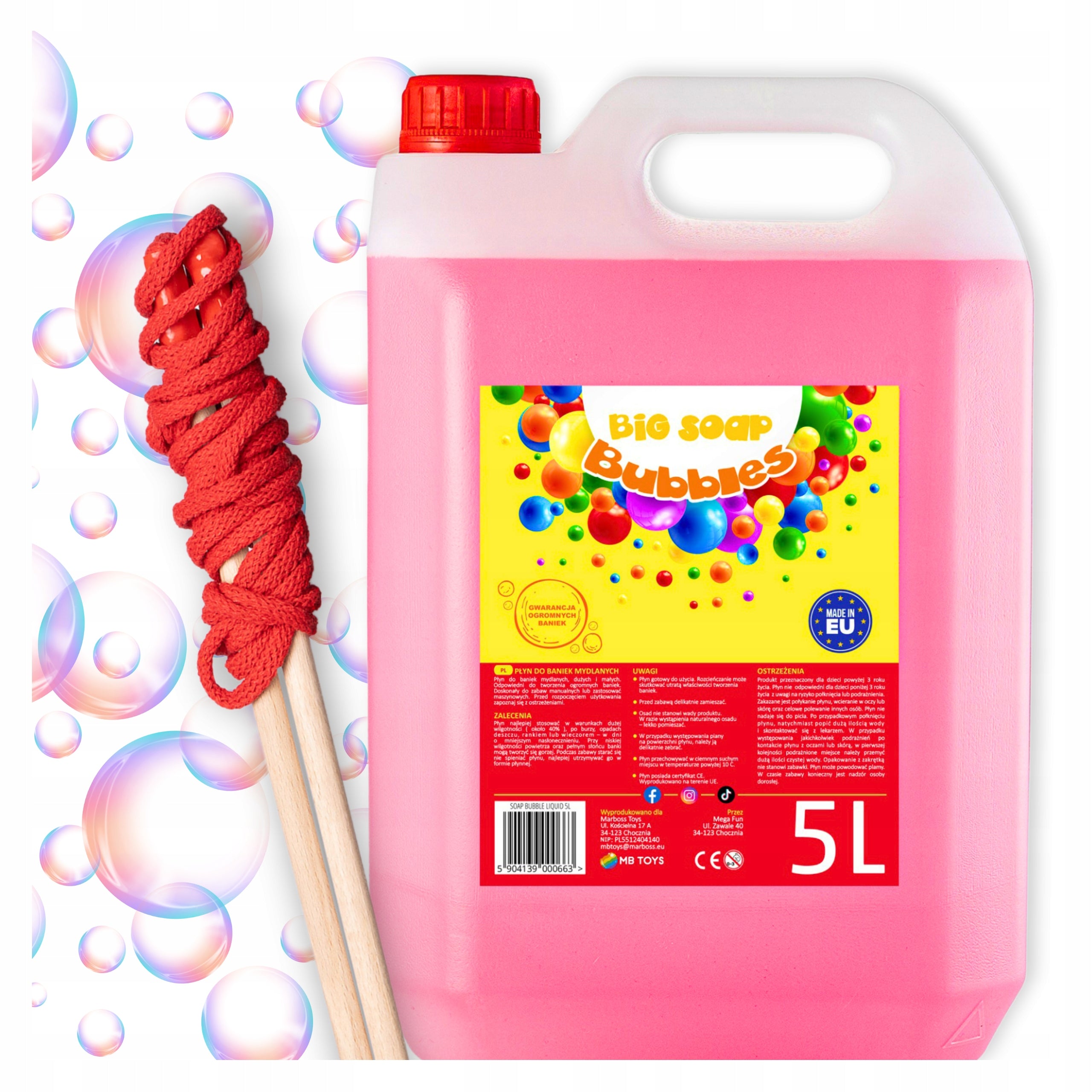 Soap Bubble Liquid 5L + 1 Stick Drawstring Set Large Soap Bubbles