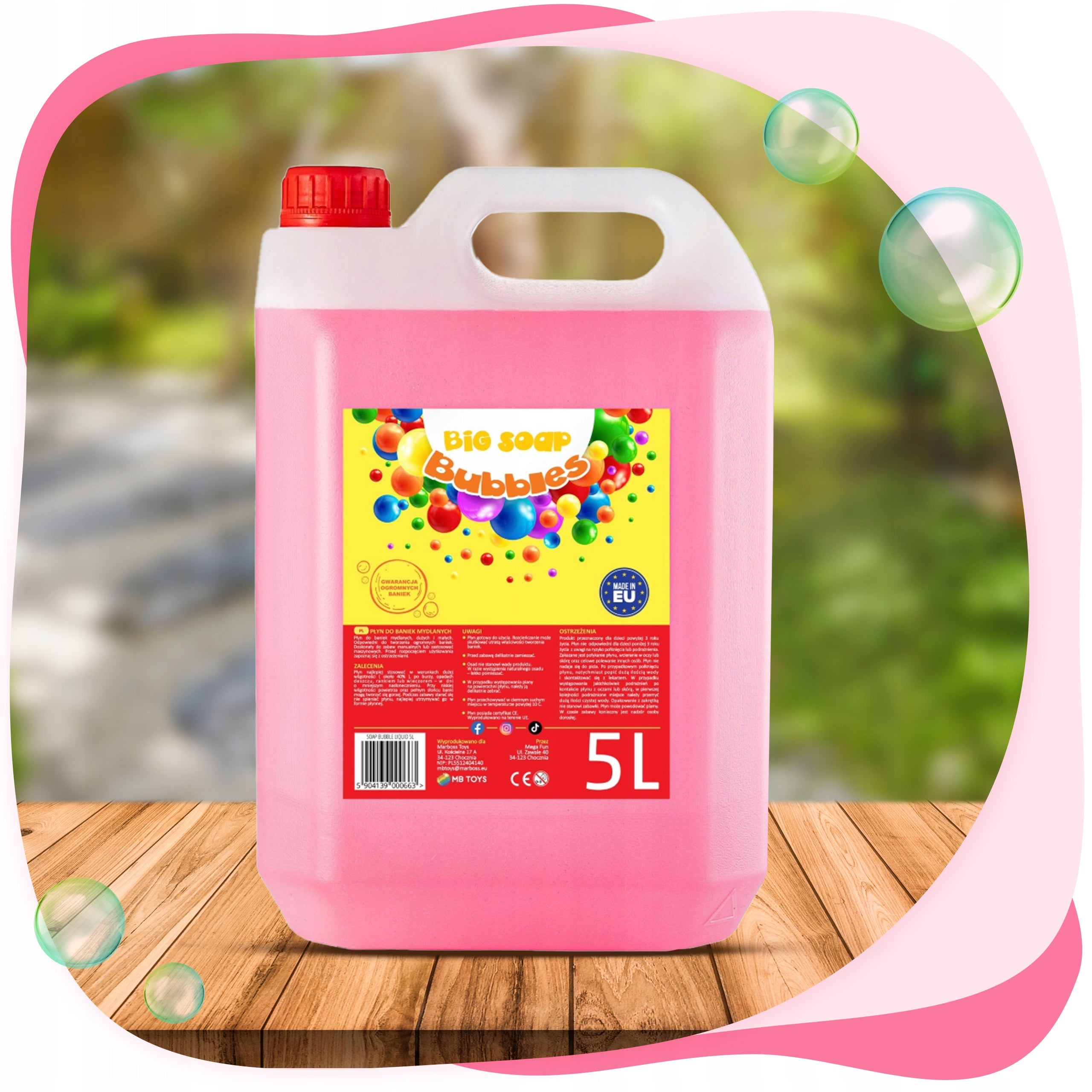 Soap Bubble Liquid 5L Large Bubbles Colorful MBTOYS Manufacturer code 5904139000663