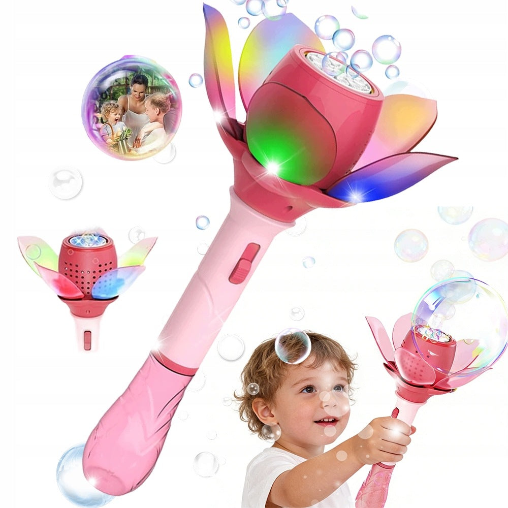 Soap Bubble Making Kit Led Flower Wand Pink