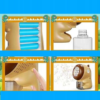 Soap Bubble Making Machine + Liquid 130ml Brown Color Packaging status original