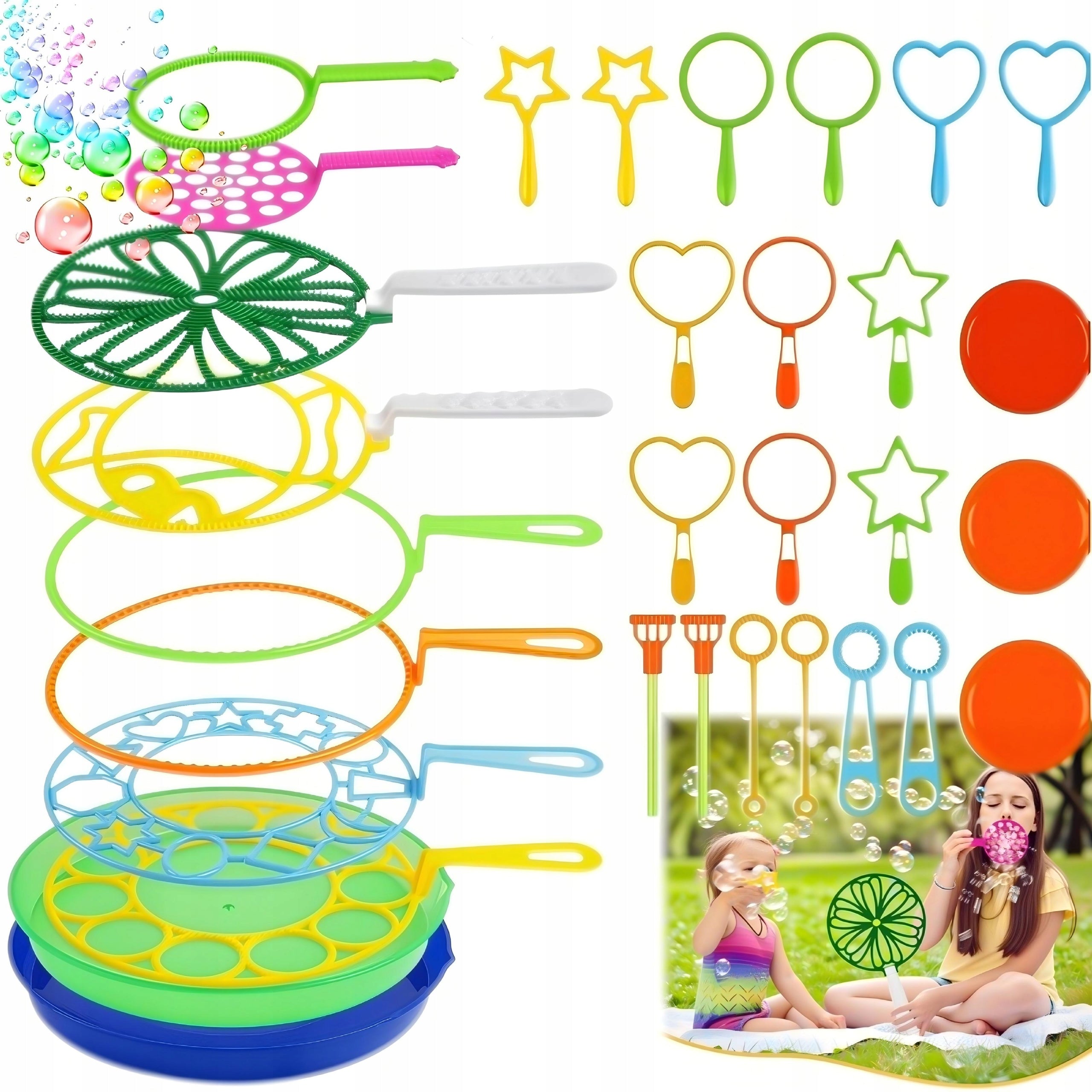 Soap Bubble Set XXL 31pcs Sticks Rings Hoops Gift for Kids