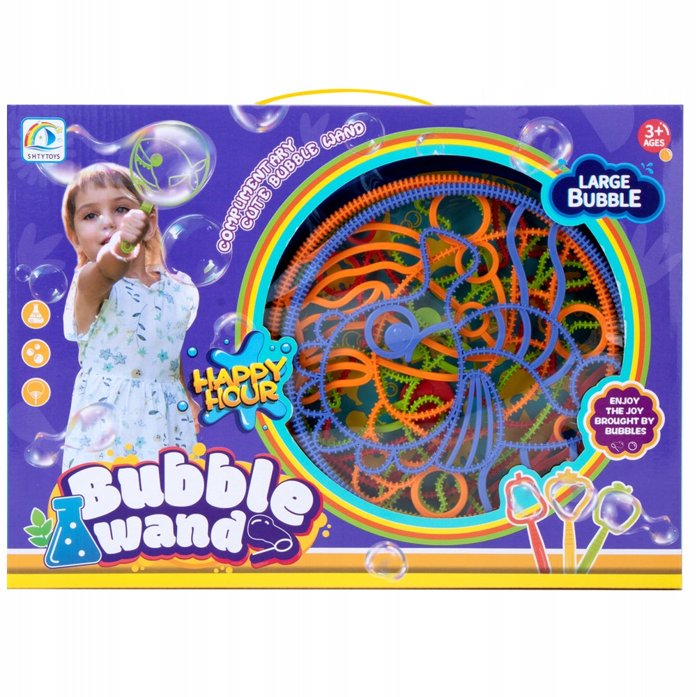 Soap Bubble Wand Set with Liquid Sticks Hoops Animal Designs Capacity 100 ml