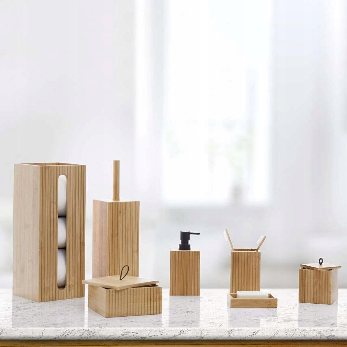 Soap Dispenser Bamboo Liquid Soap Container 280 ml Bathroom Capacity 280 ml