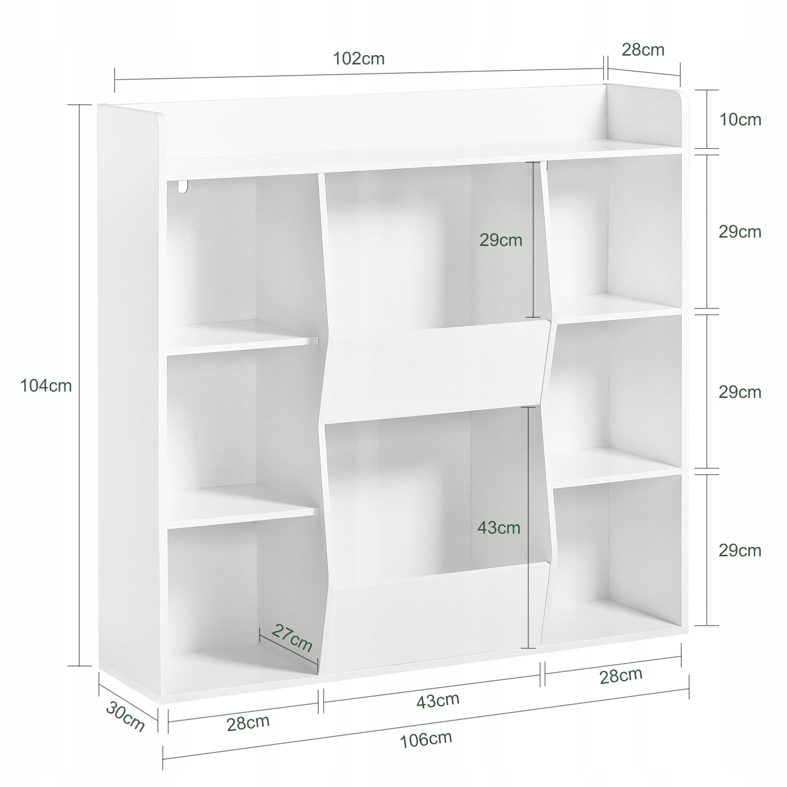 Sobuy Children's bookcase for books and toys standing shelves white KMB55-W Furniture width 106 cm