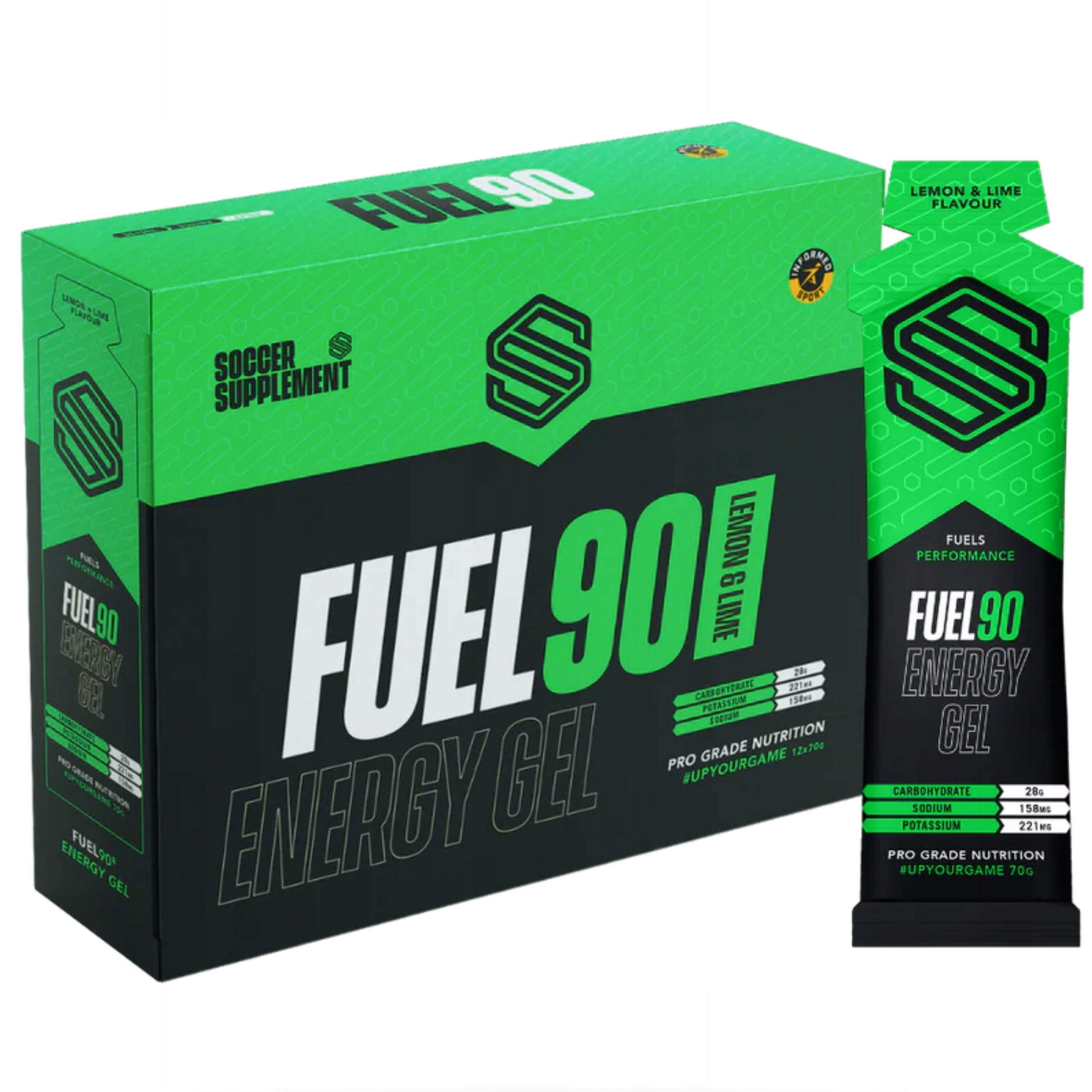 Soccer Supplement Fuel90 ENERGY GEL 12x70 Lime Lemon