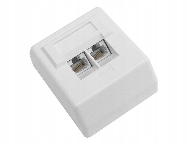 Socket 2x RJ45/8P8C cat.5E UTP surface mounted angular contacts LSA