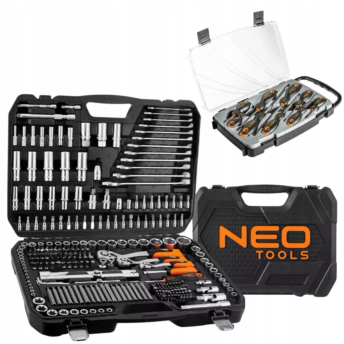Socket Wrench Set 300el 1/2" 3/8" 1/4" + Screwdriver Set 9pcs
