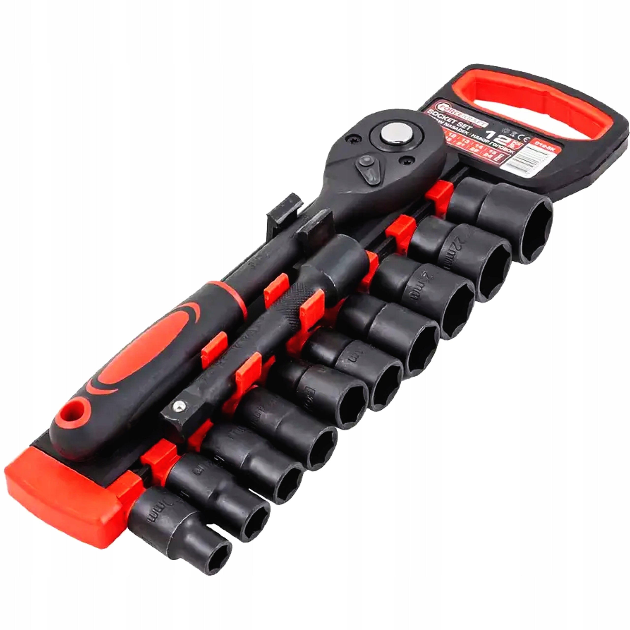 Socket set 1/2" 10-24 mm 12 el with ratchet extension CrV Forcekraft Brand Forcekraft