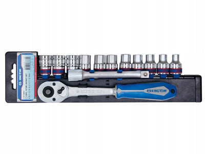 Socket set 1/2" 8-19 mm + Ratchet + extension + rail KING TONY Manufacturer code 4313MR01