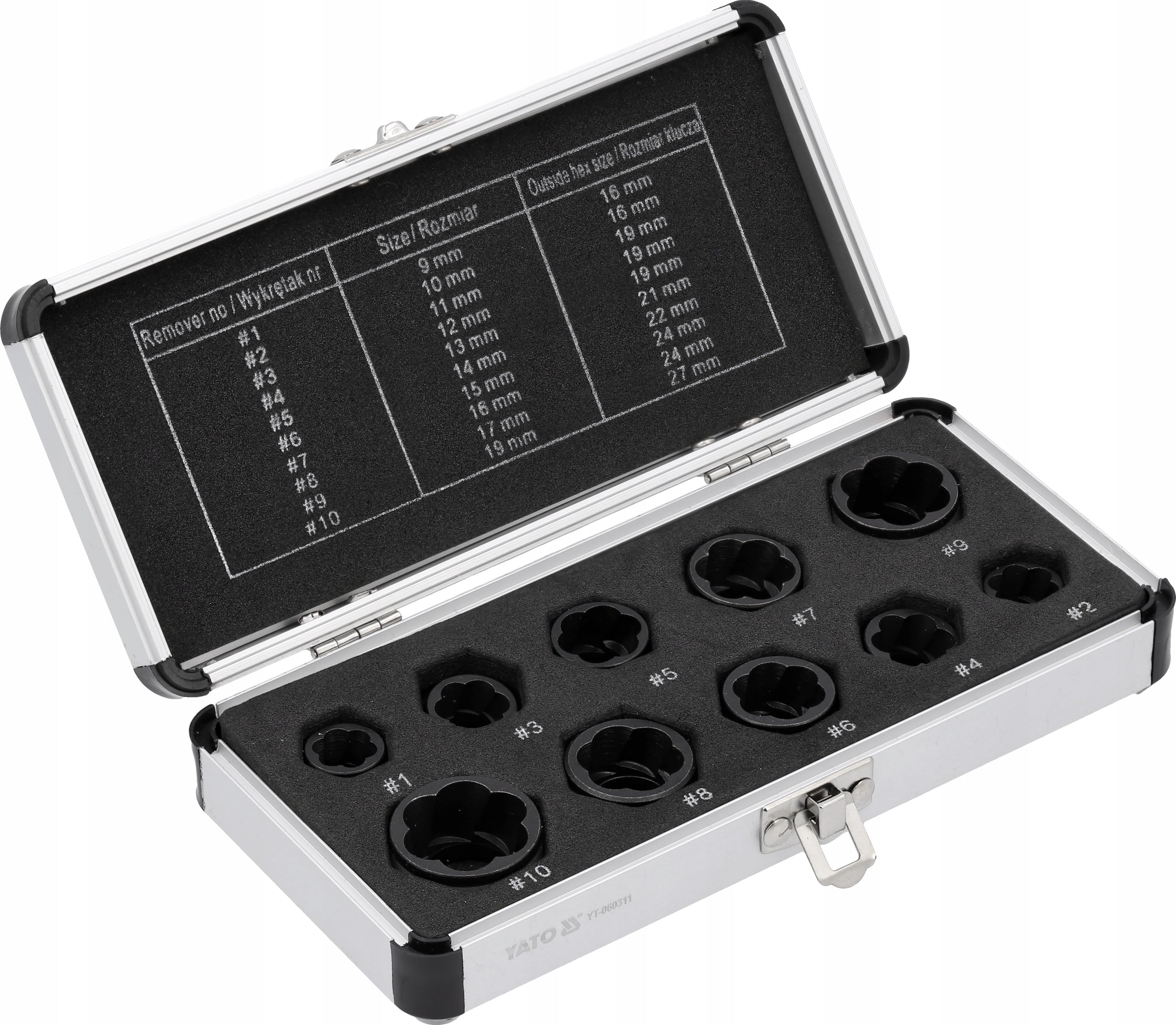 Socket wrench Yato set of 10 sockets steel 40Cr Manufacturer code YT-060311