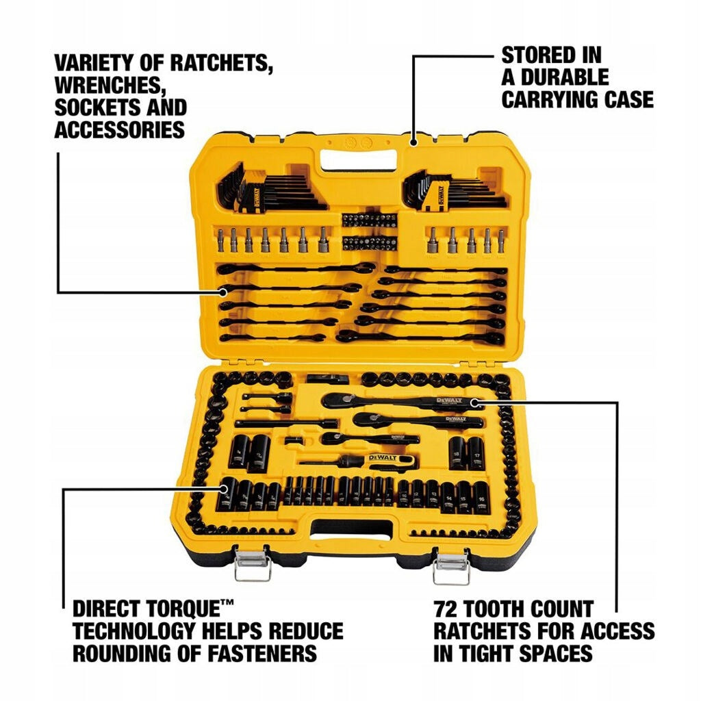 Socket wrench set DeWalt in black chrome 184 el. suitcase Brand DeWalt