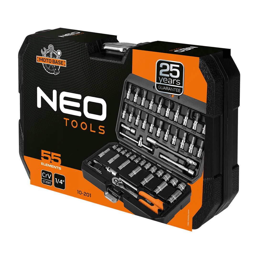 Socket wrench set NEO 10-201 1/4" 55 el. CrV Manufacturer code 10-201