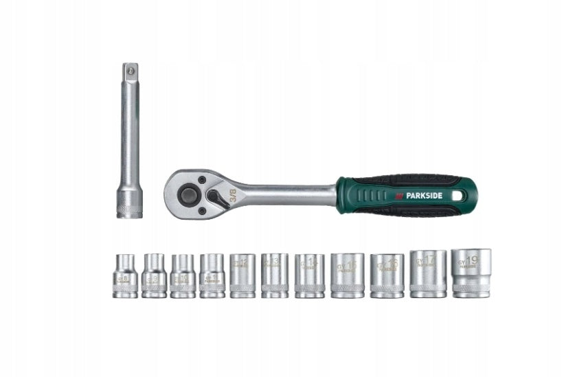 Socket wrench set Parkside 3/8" 13 el. CR-V + ratchet 72 Manufacturer code 487353_2501