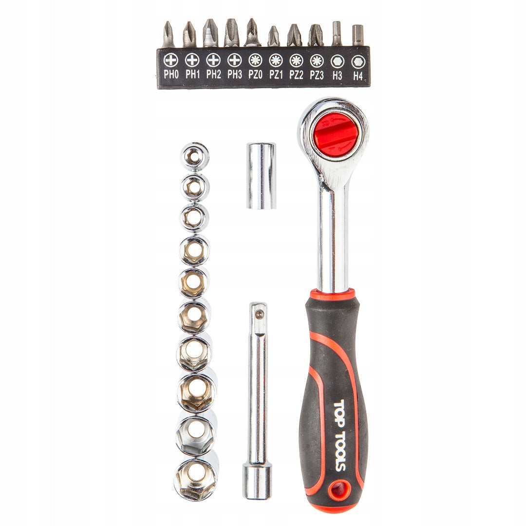 Socket wrench set with ratchet 1/4", 23 pcs Top tools 38D505 Brand TOP TOOLS